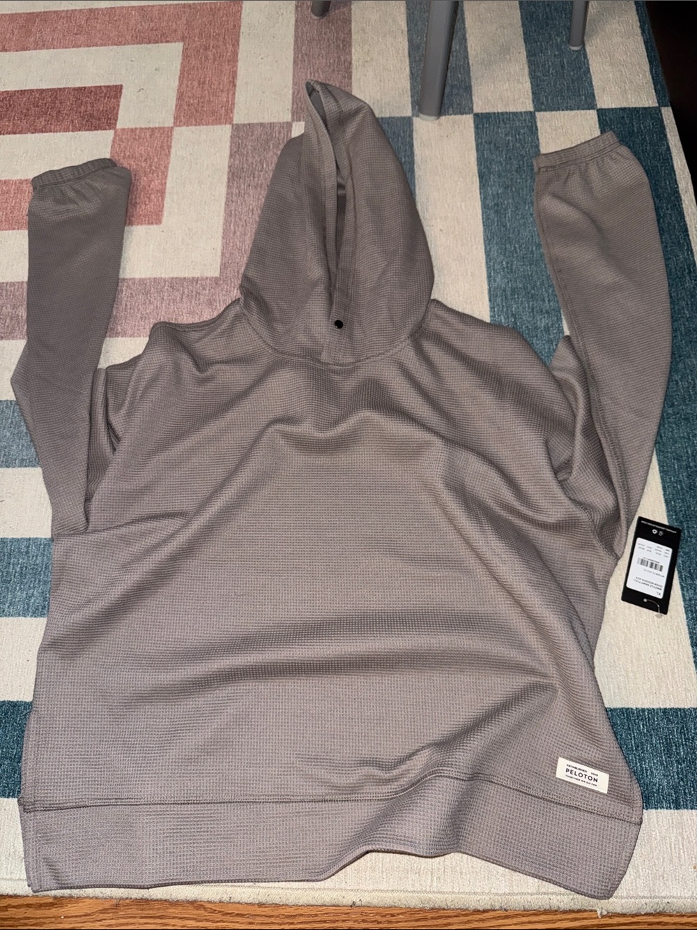 Peloton Men's Hooded Waffle Zip-Up Sweater - Taupe
